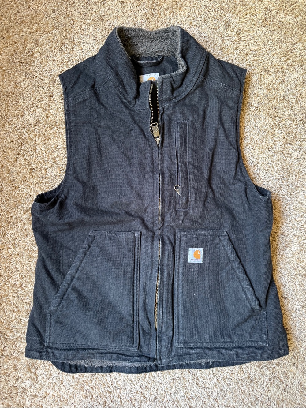 Carhartt Black Sherpa-Lined Utility Vest